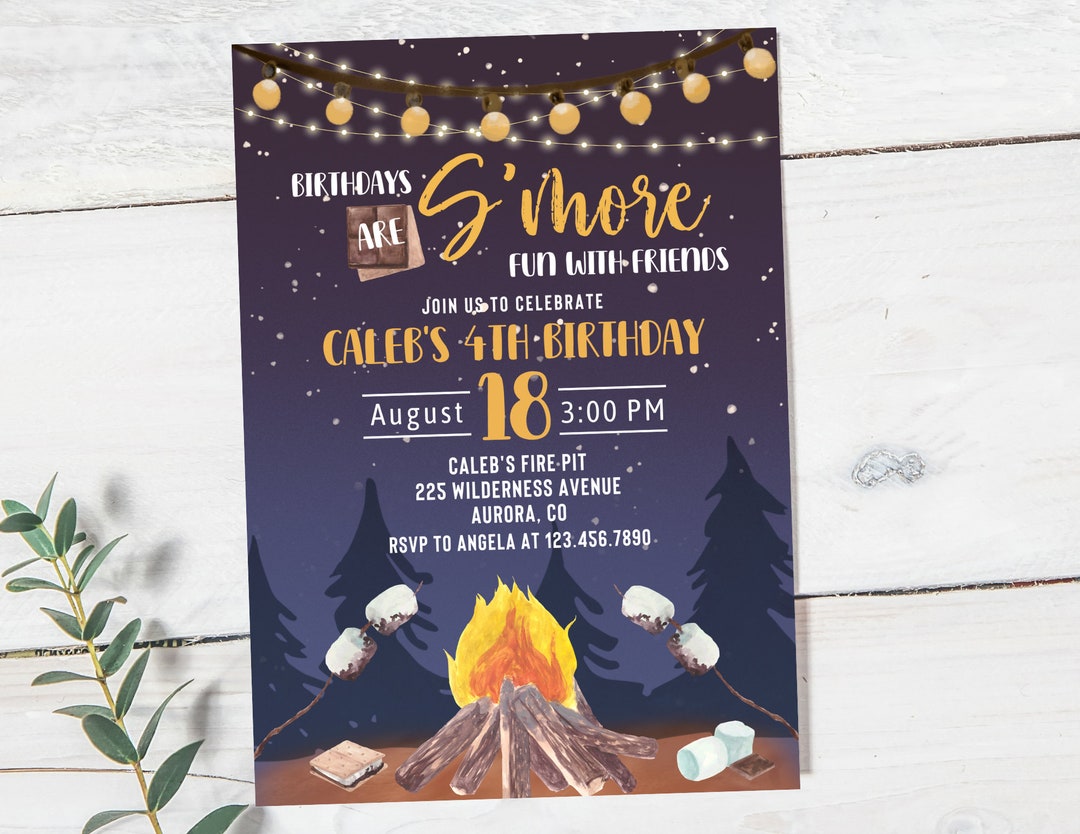 Smores Birthday Invitation | Smores Party Invitation | Camping Party ...