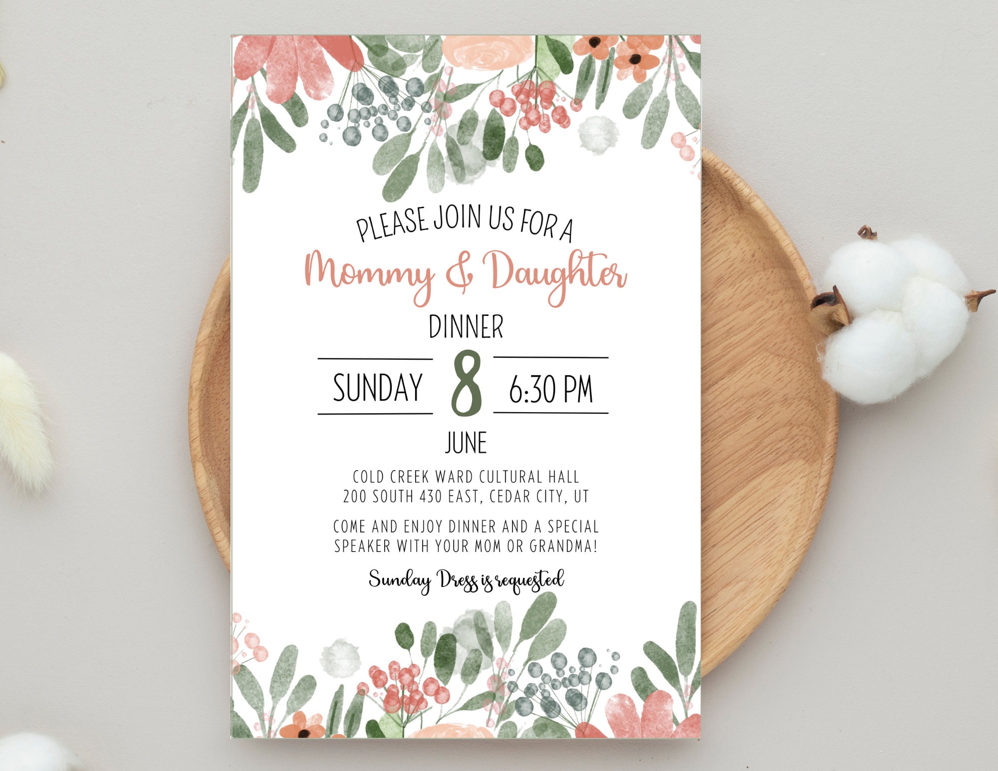 Mommy and Daughter Dinner Invitation Mother Daughter Dinner Invitation