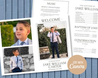 Modèle de toile de programme de baptême LDS, programme de baptême, idéal pour avoir 8 ans, programme de baptême LDS pour enfants, baptême neutre, programme de baptême garçon LDS