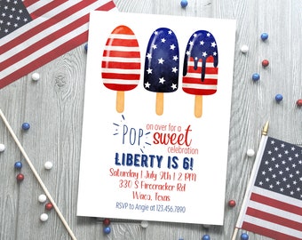 4th of July Birthday Invitation | Popsicle Birthday Invitation | Gender Neutral Popsicle Party Invite |Any Age Popsicle Birthday | Patriotic