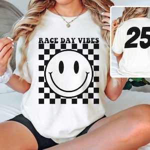 Racing Tshirt, Personalized Race Shirt, Race Day Tee, Race Day Vibes, Race Season, Racing Gifts for Her, Gifts for Mom, Retro Race Shirt