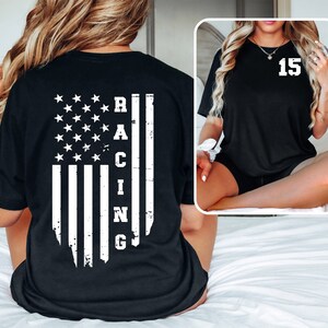 Racing T-Shirt American Flag Racing Shirt Race Tshirt Personalized Race Shirt Race Day Tee Race Day Vibes Race Season Racing Gift