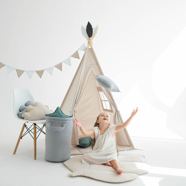 Teepee Tent + Floor Mat, Teepee Tent for Kids, Kids Teepee, Teepee Tent, Play Tent, Tent for kids