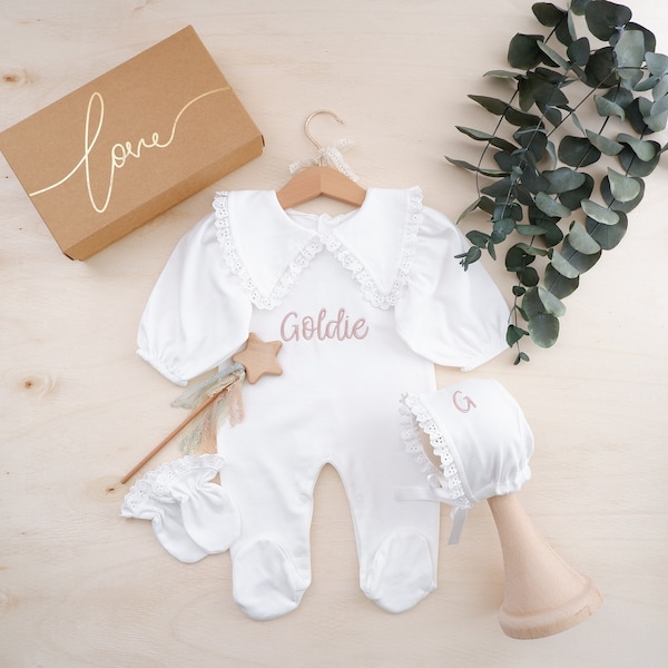 Personalized Coming Home Outfit, Customized Baby Girl Hospital Outfit, Newborn Girl Coming Home Outfit, Personalized Gift for Newborn