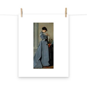 ヴィンテージアートプリント ドレスを着た女性 絵画 壁アート ヴィンテージ絵画 肖像画 裁縫をする女性 壁装飾 ビクトリア朝のコテージの女性