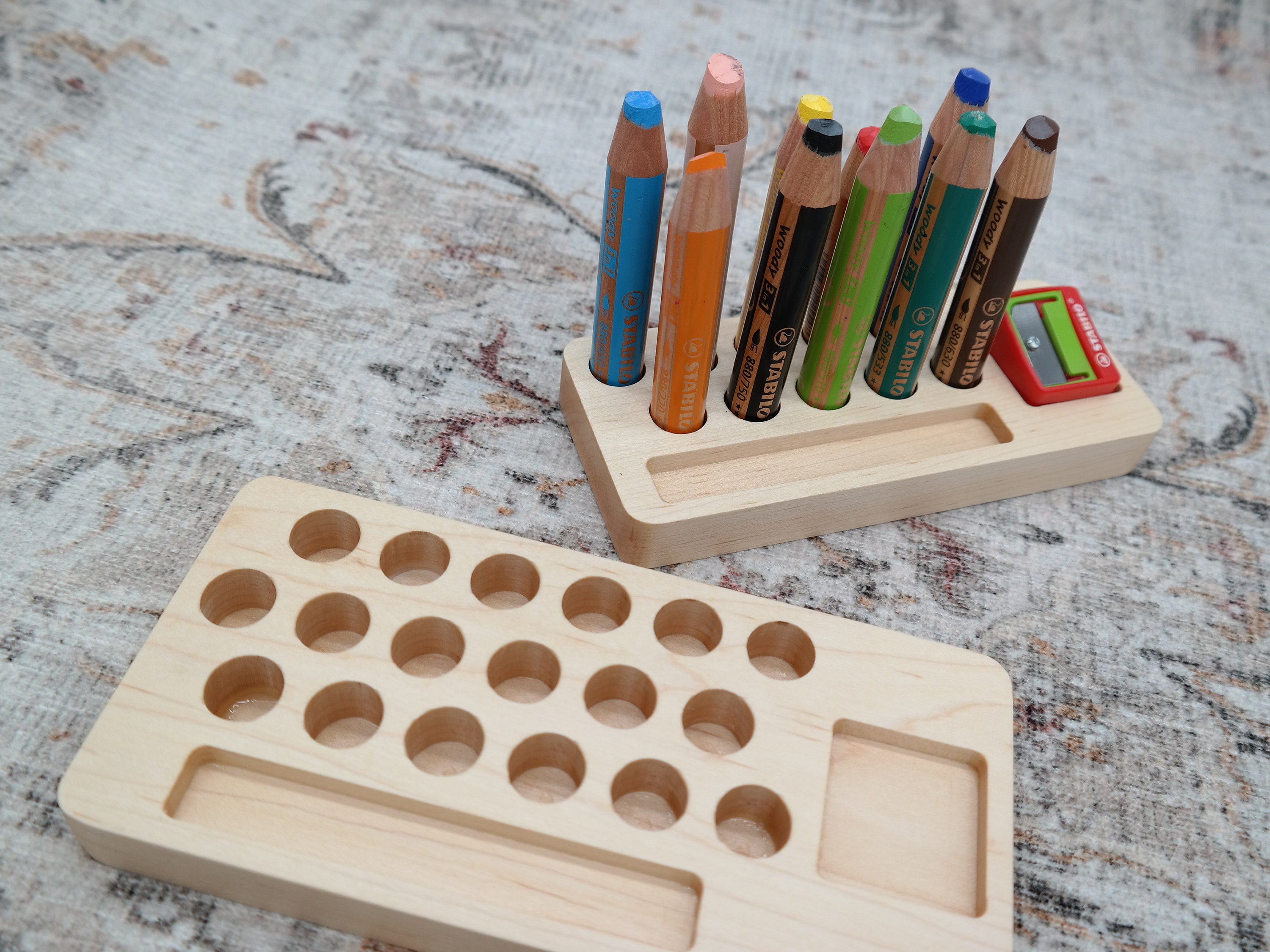 Personalized Maple Crayon Holder Sanded Silky Smooth 24-hole Solid
