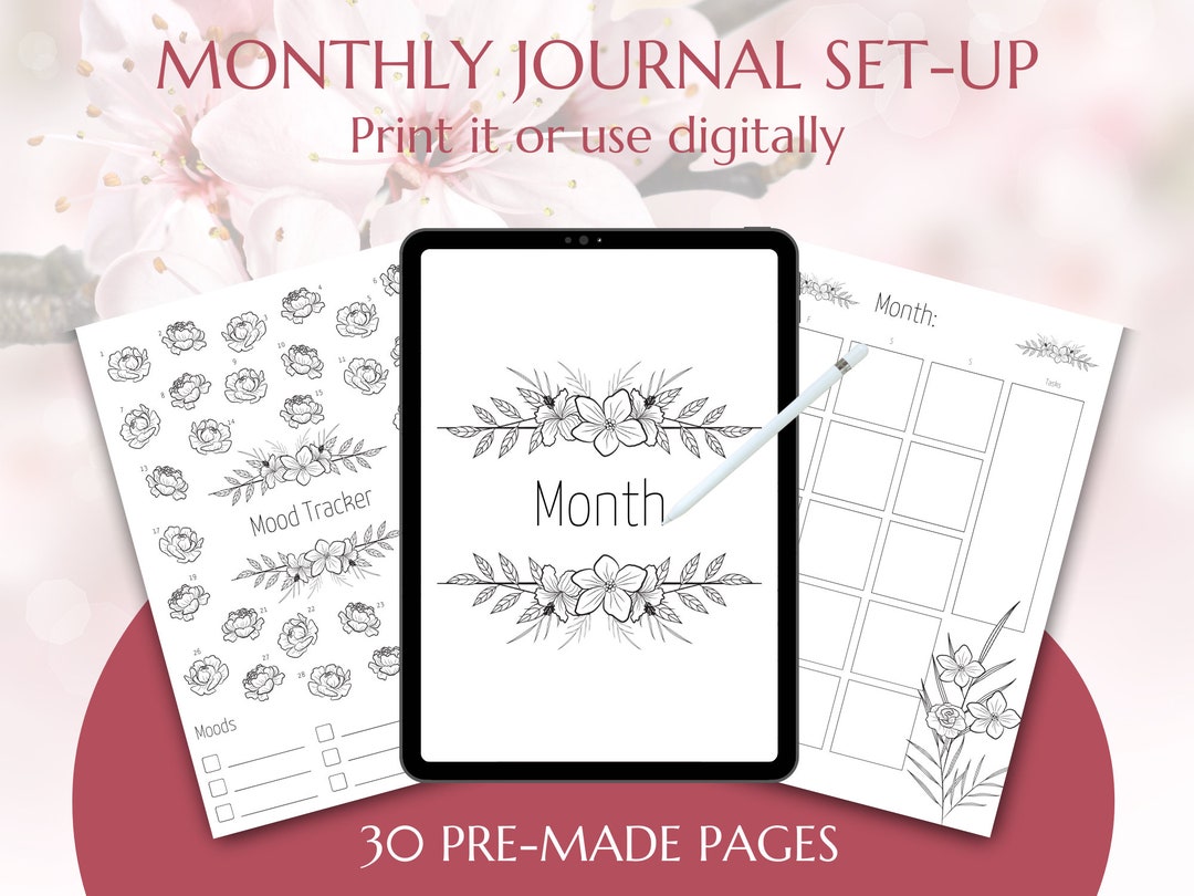 Personalized Digital Journal With Flower Theme | Premade Journal Pages ...