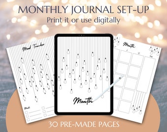 2024 Daily Journal Pages undated  | Printable Journal Template April | Premade Journal Pages May | Digital Journal June