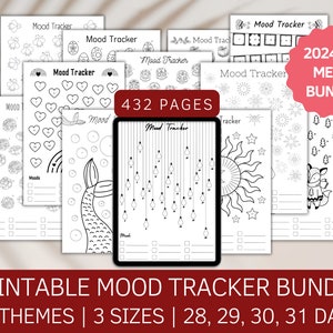 Daily Mood Tracker 2025 & 2026, Mid-year Mood Calendar Template, Printable June Mood Tracker July Mood Log August Mood Tracker for Kids