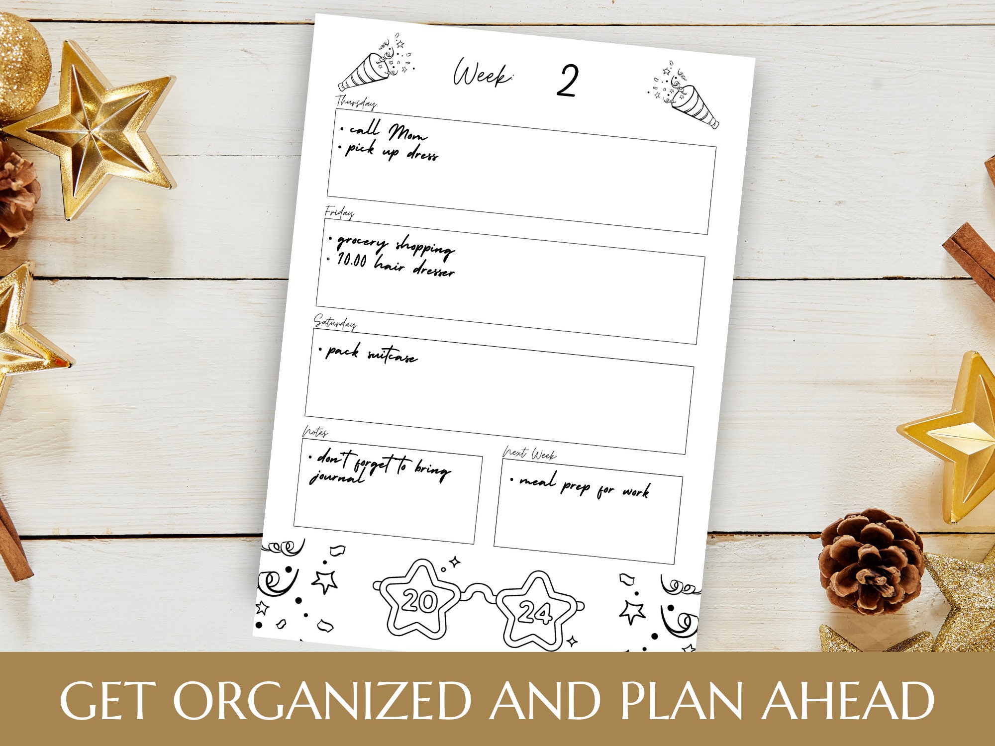 Premade Journal Printable Undated New Year Theme, Digital Journal New ...