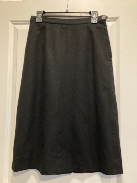 Classy Vintage Black Wool A-Line Skirt