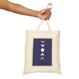 La Luna Loteria Tote Bag / Luna / Bingo Mexicano / Juego de Cartas Mexicano / Latina / LatinX / Estilo Boho / Fases Lunares / Loteria Moderna