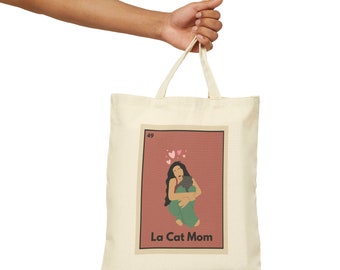 La Cat Mom Loteria Tote Bag | Loteria Card | Love Cats | Cat Lover | Fur Baby | Cat Lady | Mexican Bingo | Cute | Millennial Life | LatinX