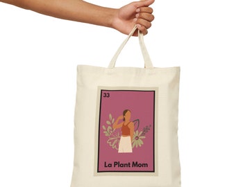 La Plant Mom Loteria Card Tote Bag | Loteria Design | Mexican Bingo | Hispanic Culture | Latinx | Green Thumb | Plants | Foliage | Cute Bag