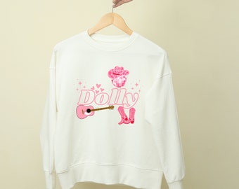 Dolly Parton-trui | Ik hou van Dolly Sweatshirt | Roze Cowgirl | Laarzen | Hoed | Discobal | Countrymuziekartiest | Fan van een countrylegende | Schattig