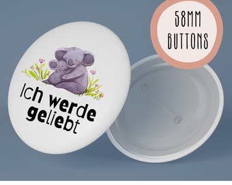 Buttons selber machen | Vorlage 58mm mit positiven Affirmationen für Kinder | Digitale Datei |  Direkt ausdrucken