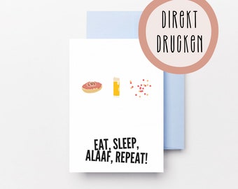 Eat, Sleep, Alaaf, Repeat - Card for Carnival | Print directly | Digital Download | Carnival | Carnival Jeck | Print immediately