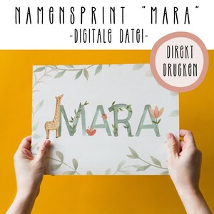 Name poster MARA | Instant Download | print directly | Gift idea for a birth | Baptism