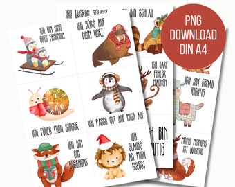 Positieve affirmaties kinderen | Adventskalender om uit te printen | DIY-kalender | Zelf adventskaarten maken en knutselen | Digitaal downloaden