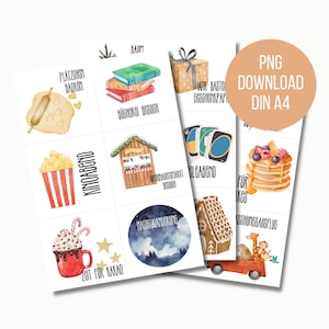 Adventskalender voor kinderen "Tijd in plaats van spullen" om uit te printen | DIY-kalender | Zelf adventskaarten maken en knutselen | Digitaal downloaden