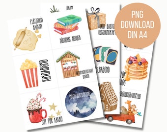 Calendario de Adviento para niños "Tiempo en lugar de cosas" para imprimir | Calendario de bricolaje | Haz y crea tarjetas de Adviento tú mismo | Descarga Digital