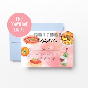 Voucher restaurant | Gift Voucher Template | Print directly | Gift idea for eating together | Restaurant invitation | to eat out