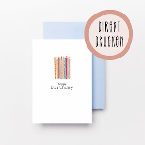 Karte zum Geburtstag | Direkt ausdrucken | Digitaldownload | Happy Birthday | Für Kinder und Erwachsene | Sofort drucken |