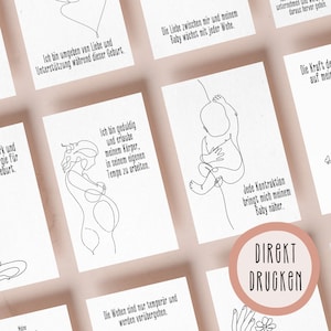 Geboortebevestigingskaarten direct afdrukken | Affirmatiekaarten | geboorte | Bevestiging om te downloaden | Simpel ontwerp