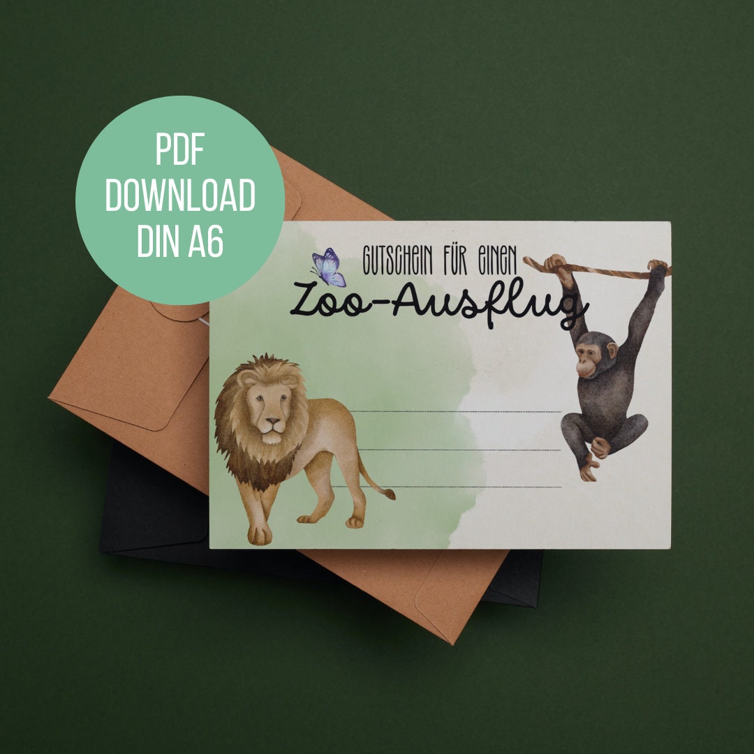 Zoo Voucher Gift Voucher Template Print Directly Trip to Etsy