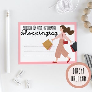 Bon d'achat | Modèle de chèque-cadeau | Imprimer directement | Bon pour une séance shopping | Bon personnalisé |