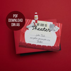 Theater Gutschein | Geschenkgutschein Vorlage | Direkt ausdrucken | Gutschein für eine Theatervorstellung | Personalisierter Gutschein |