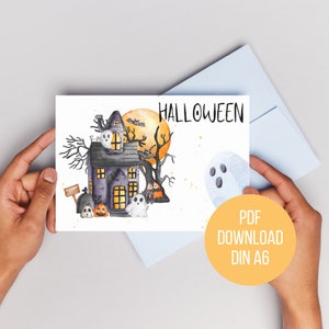 Zaproszenie na imprezę Halloween dla dzieci | Szablon zaproszenia | Drukuj bezpośrednio | Zaproszenie last minute | Świętuj Halloween z dziećmi