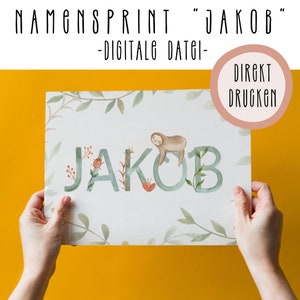 Name poster Jacob | Instant Download | print directly | Gift idea for a birth | Baptism