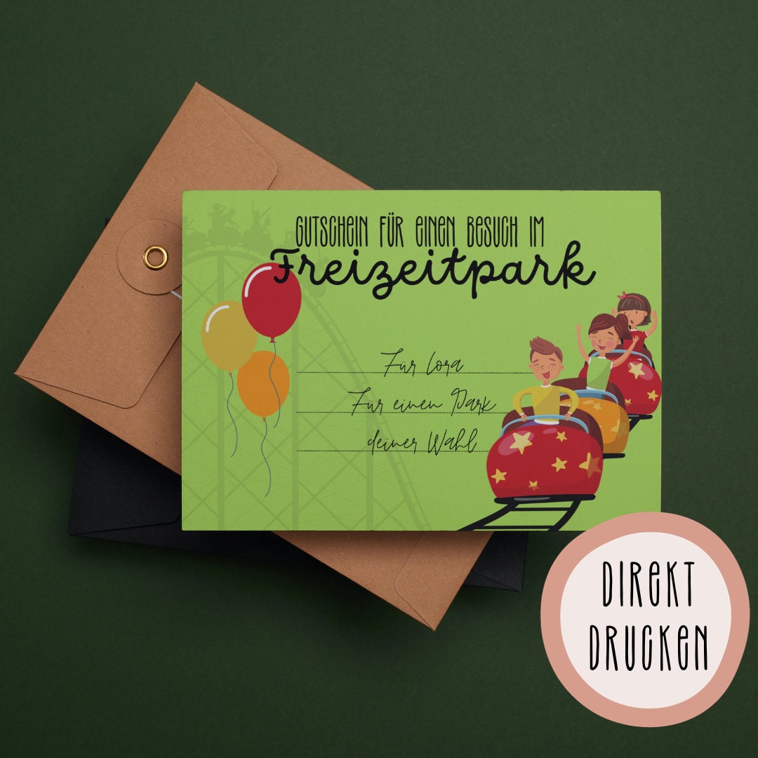 Amusement Park Voucher Gift Voucher Template Print Etsy
