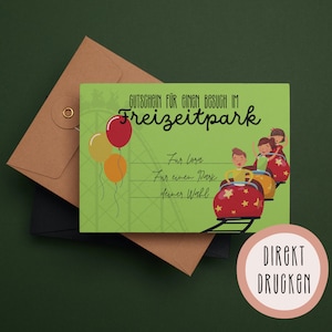 Amusement park voucher | Gift Voucher Template | Print directly | Amusement park voucher | Invitation | for children & adults