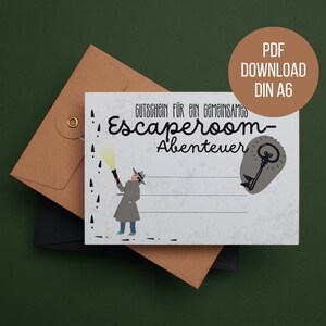 Escape Room Gutschein | Geschenkgutschein Vorlage | Direkt ausdrucken | Gutschein für Escape Room | Einladung | für Kinder & Erwachsene