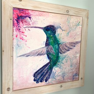 Hummingbird, acrylic, hand painted hummingbird, canvas ,