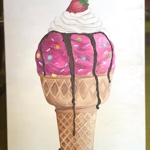 Ice cream painting , ice cream cone painting , acrylics on canvas ,