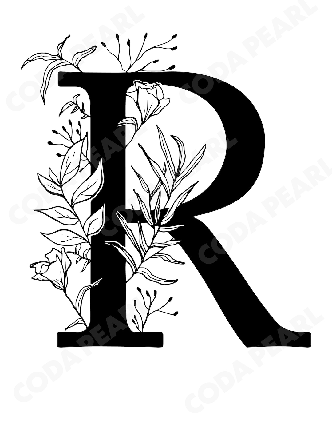 R Botanical Digital Pdf Print - Etsy