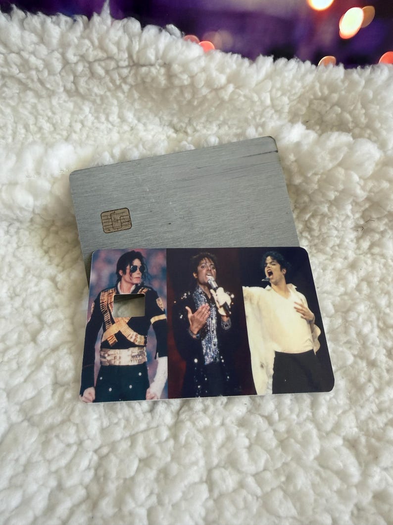 Michael Jackson Inspired Card Sticker Skin, Credit Card Decal, Music Gift, Chip Card Protector, Wallet Accessory, Card Wrap Sticker image 9