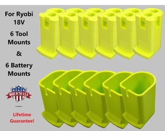 6-Pack Wall Mounts For Ryobi 18V Cordless Tools – Tool Holders & Brackets For Garage Organization