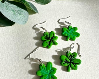 Green shamrock earrings, St Patrick’s day earrings, handmade polymer clay, St Patrick’s day gifts, Irish gifts for her, shamrock gifts