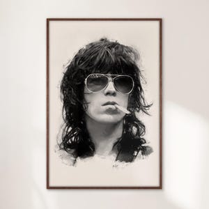 Keith Richards Mixed Media Portrait, Vintage Rock Band Poster, Wall Art, Gifts for Musicians, Gifts for Guitarists