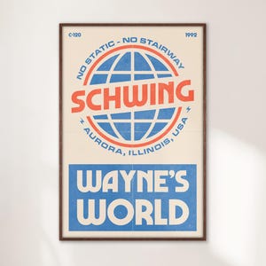 Wayne&#39;s World Art Print, Wall Art, Vintage Style Movie Poster, Gift for Movie Lovers