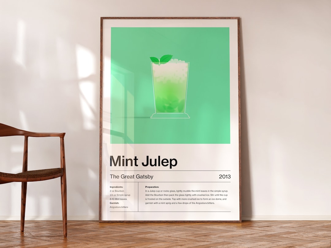 Mint Julep Cocktail Print the Great Gatsby Poster Bar Wall Etsy