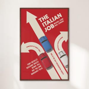 Italian Job Bauhaus Poster, Classic Film Wall Art, Retro Car Illustration, Minimalist Garage Décor, Gift for Movie Buffs, Home Cinema Print