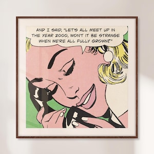 Pulp Wandkunst, Disco 2000 Lyrics Poster, Retro Pop Art Comic Poster, Lichtenstein Style Print, Einzigartiges Geschenk für Sie oder Ihn