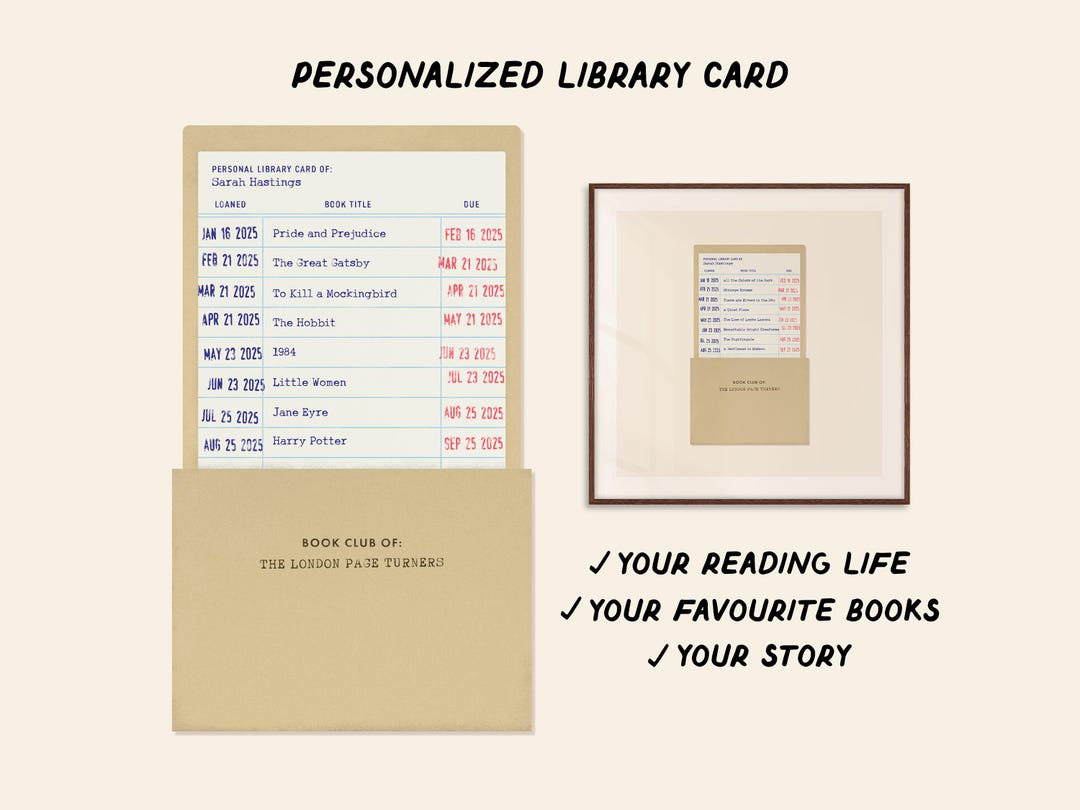 Custom Library Card Print, Mid-century Book Nook, Home Library Decor ...