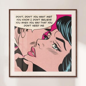 Human League Wall Art, Retro Song Lyrics Poster, Pop Art Comic Poster, Lichtenstein Style Print, Unique Gift For Her or Him, Bar Cart Gift