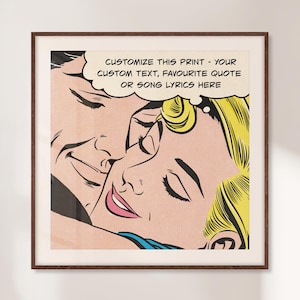 Impresión de arte pop personalizada, póster vintage personalizado, regalo único para amigos y familiares, arte mural de cómics al estilo Roy Lichtenstein n.° 9